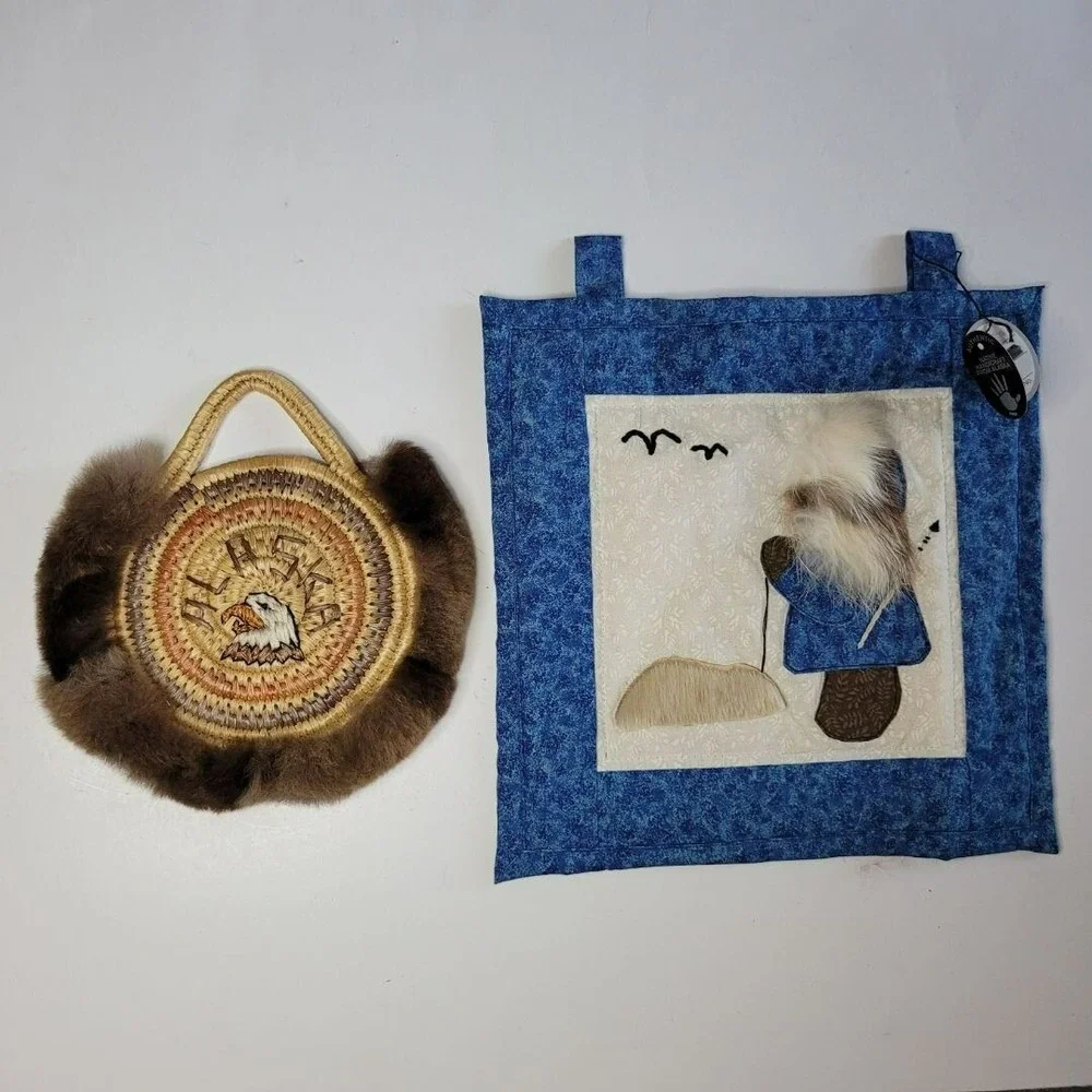 Alaska Native Handmade Fur Weave Quilted Wall Art Hanging Theresa Mike USA Made